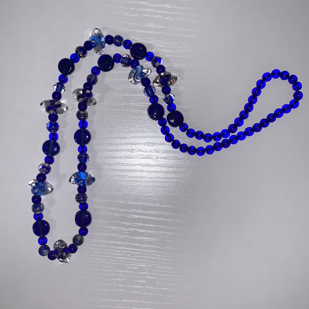 BLUE SEA-GLASS NECKLACE AND EARRINGS - Picture 3 of 8